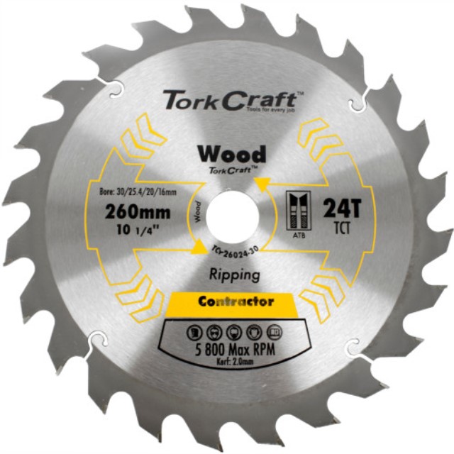 Blade Contractor 260 X 24T 30/1/20/16 Circular Saw Tct
