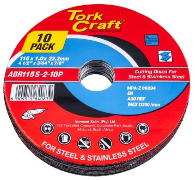 Cutting Disc Steel  & Ss 115 X 1.0 X 22.2 Mm 10 Pack