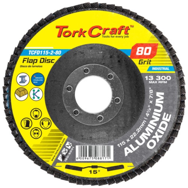 Flap Disc 115Mm 15 Deg.Angle 80Grit A/O