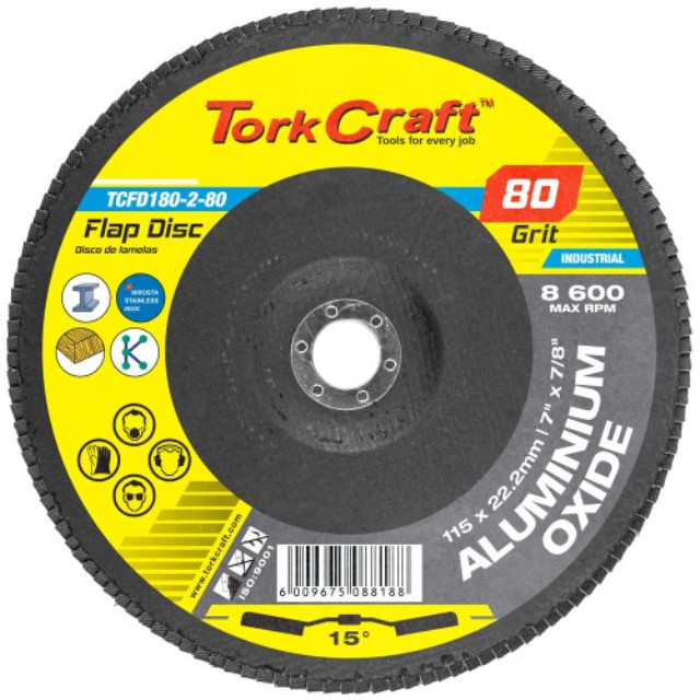 Flap Disc 180Mm 15 Deg.Angle 80Grit A/O