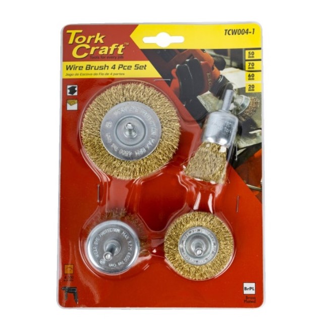 Wire Brush Set 4Pce With Shaft End/Cup/Circ